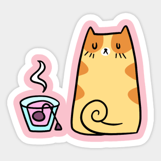 Hot Tea Kitty Sticker